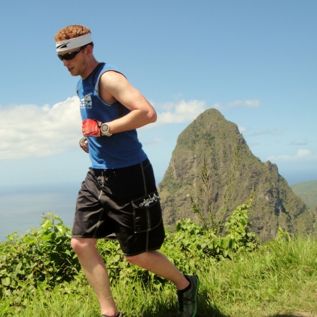 Running Tet Paul Trail in St. Lucia with one of the Pitons in the background